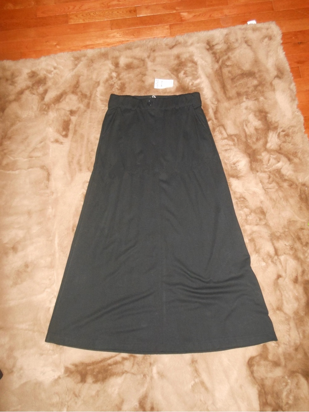 NWT Nordstrom Black A-Line Maxi Skirt with Elastic Waist